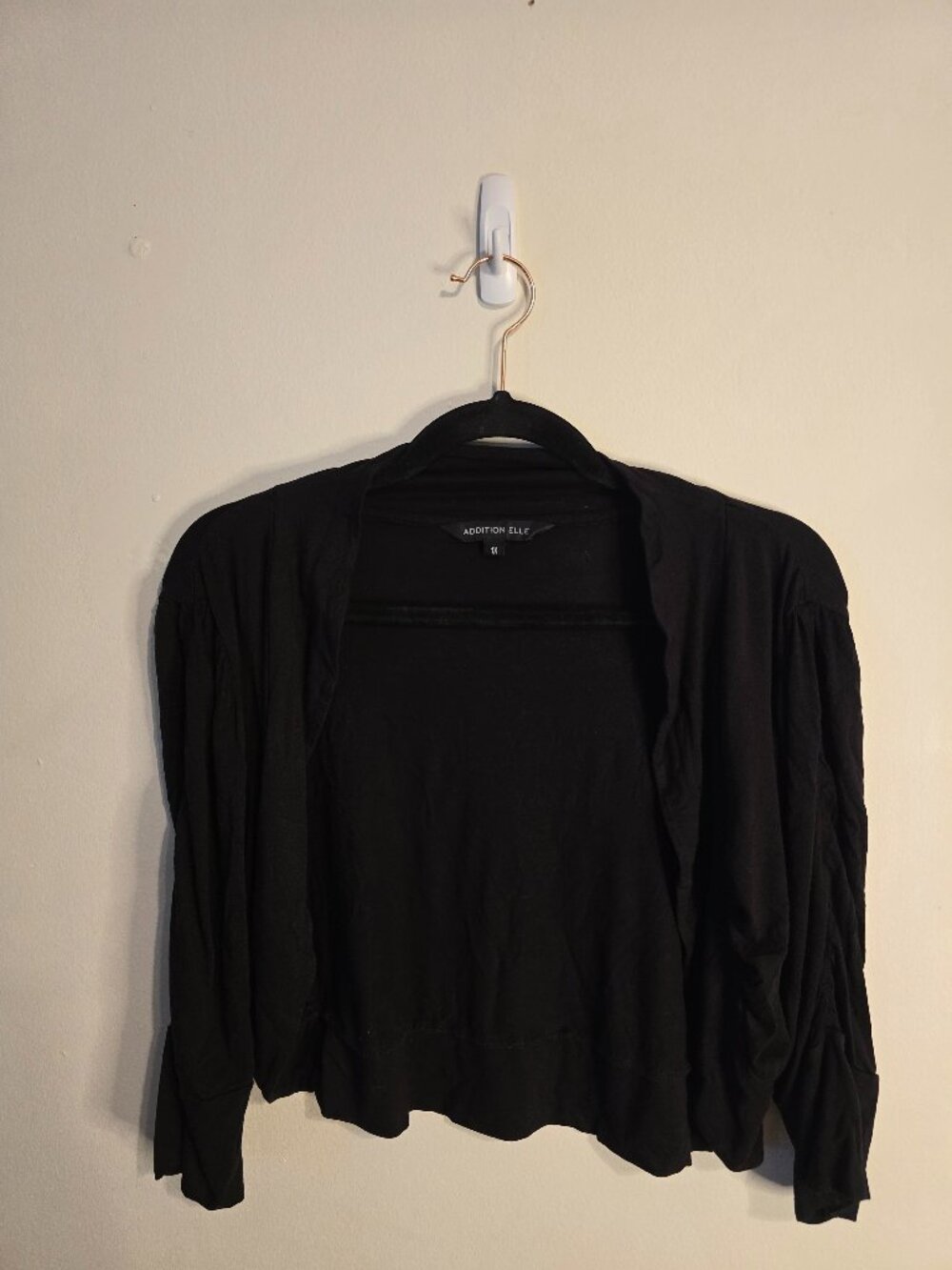 Addition Elle - Women's 1x Black Bolero Open Front Cardigan - Stretchy
